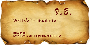 Vollár Beatrix névjegykártya